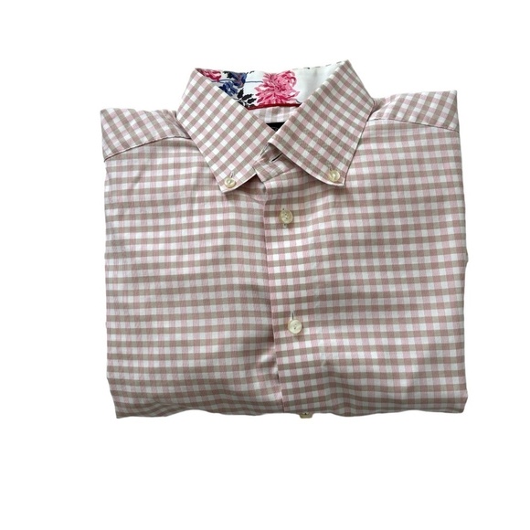 Eton Luxury Long Sleeve Men’s Contemporary Dress Shirt Pink & Tan Checked 41/16 - Picture 10 of 10